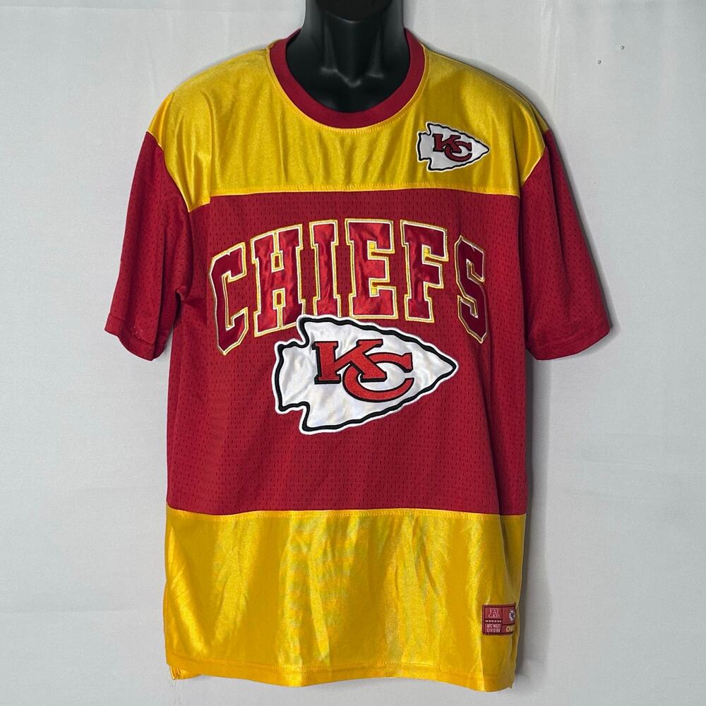 Kansas City Chiefs NFL Team Apparel Jersey Shirt Red Yellow Mesh Size M